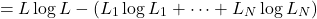 \[ = L \log L - (L_1 \log L_1 + \dots + L_N \log L_N) \]